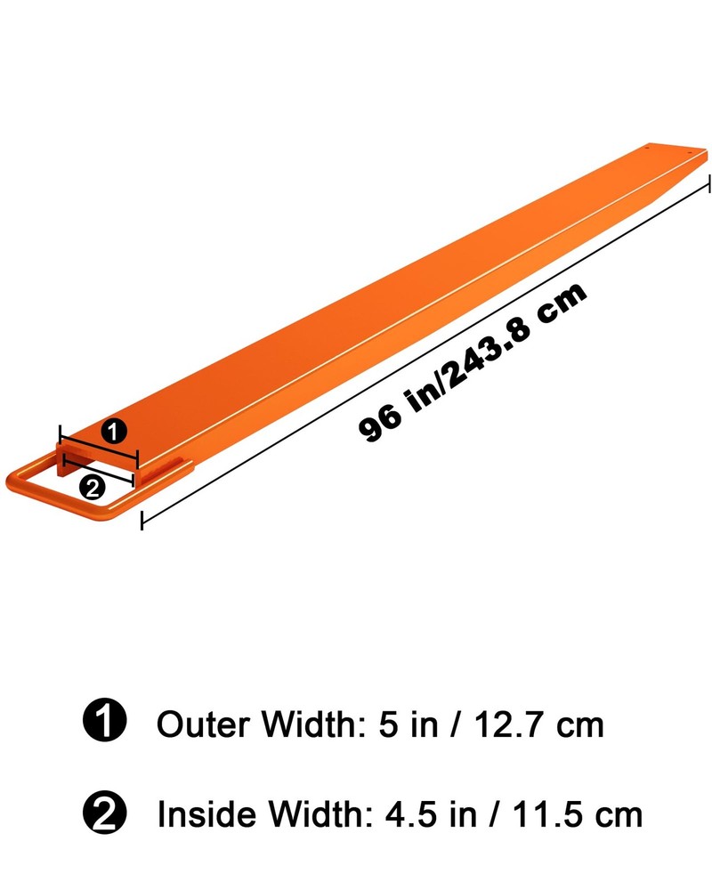 96" Fork Extensions, 4.5'' Width Pallet Fork, 1 Pair Heavy Duty Steel, Orange