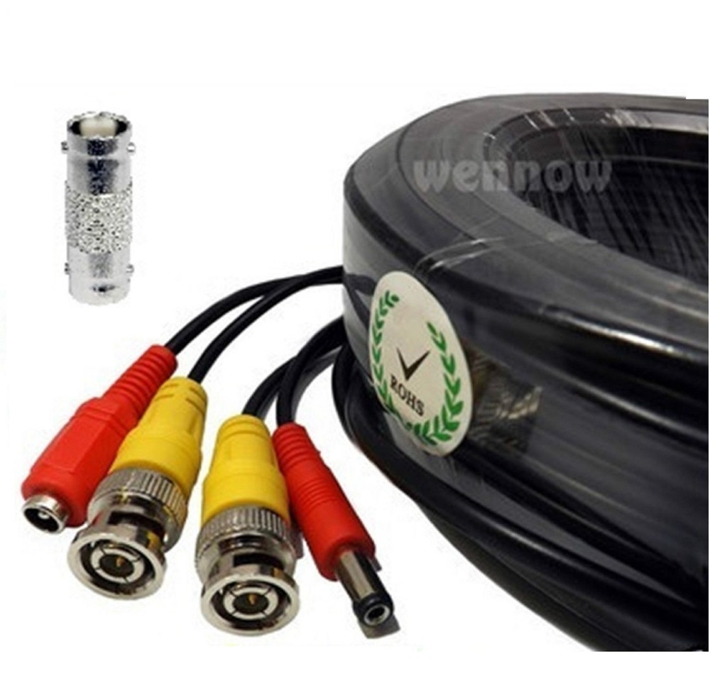Black 100ft Power & Video Cable for HD Security CCTV Systems Kit