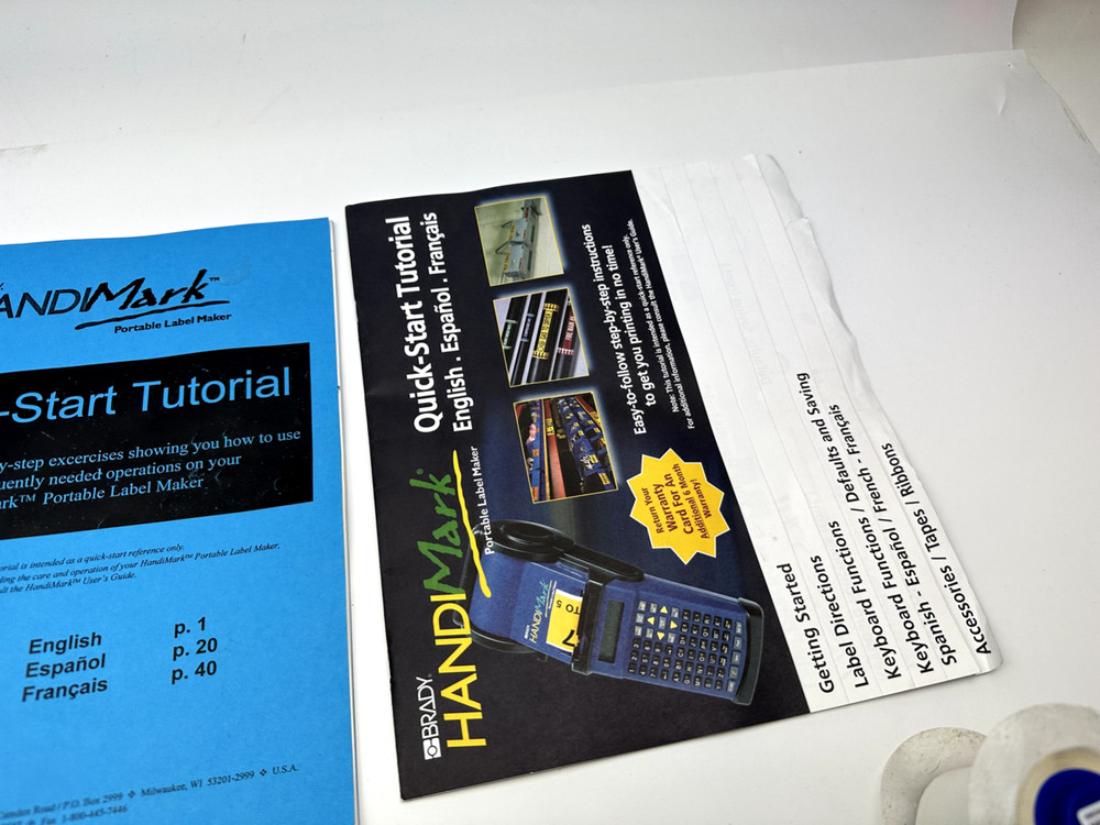 Brady LCD HandiMark Portable Label Maker Manuals Paperwork Extras