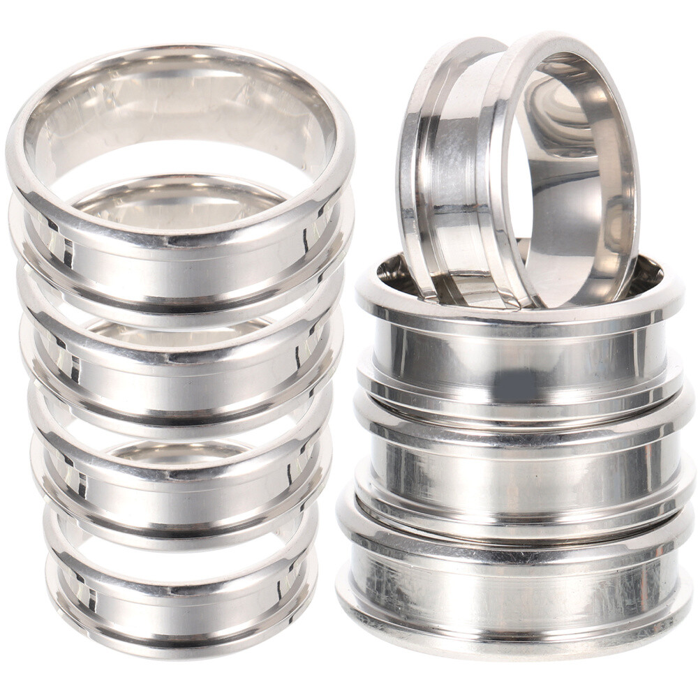18pc Ring Blanks Grooved Plain Finger Ring Stainless Ring Jewelry Making