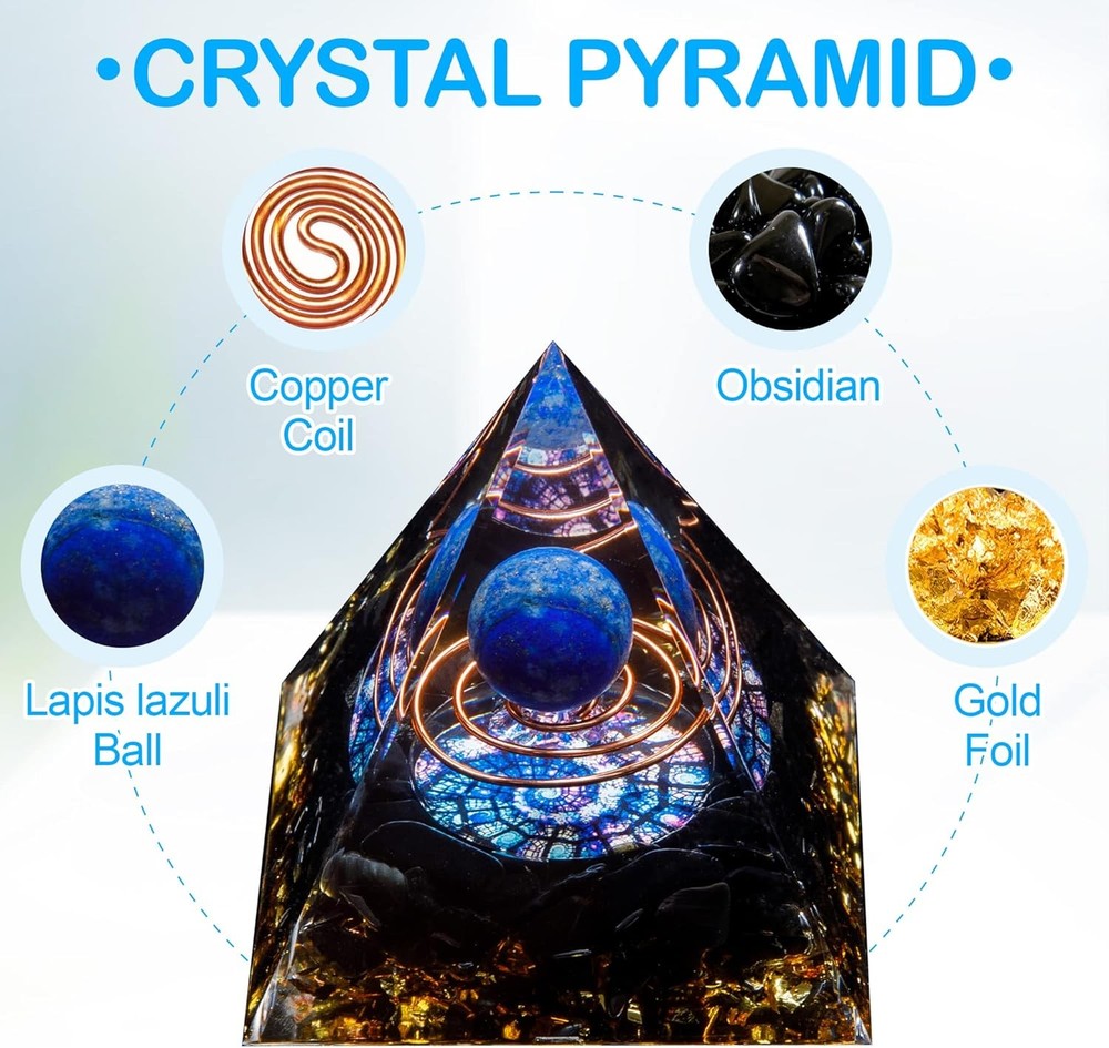 DRTMLY Orgone Crystal Pyramid, Lapis Lazuli Multi-colored-