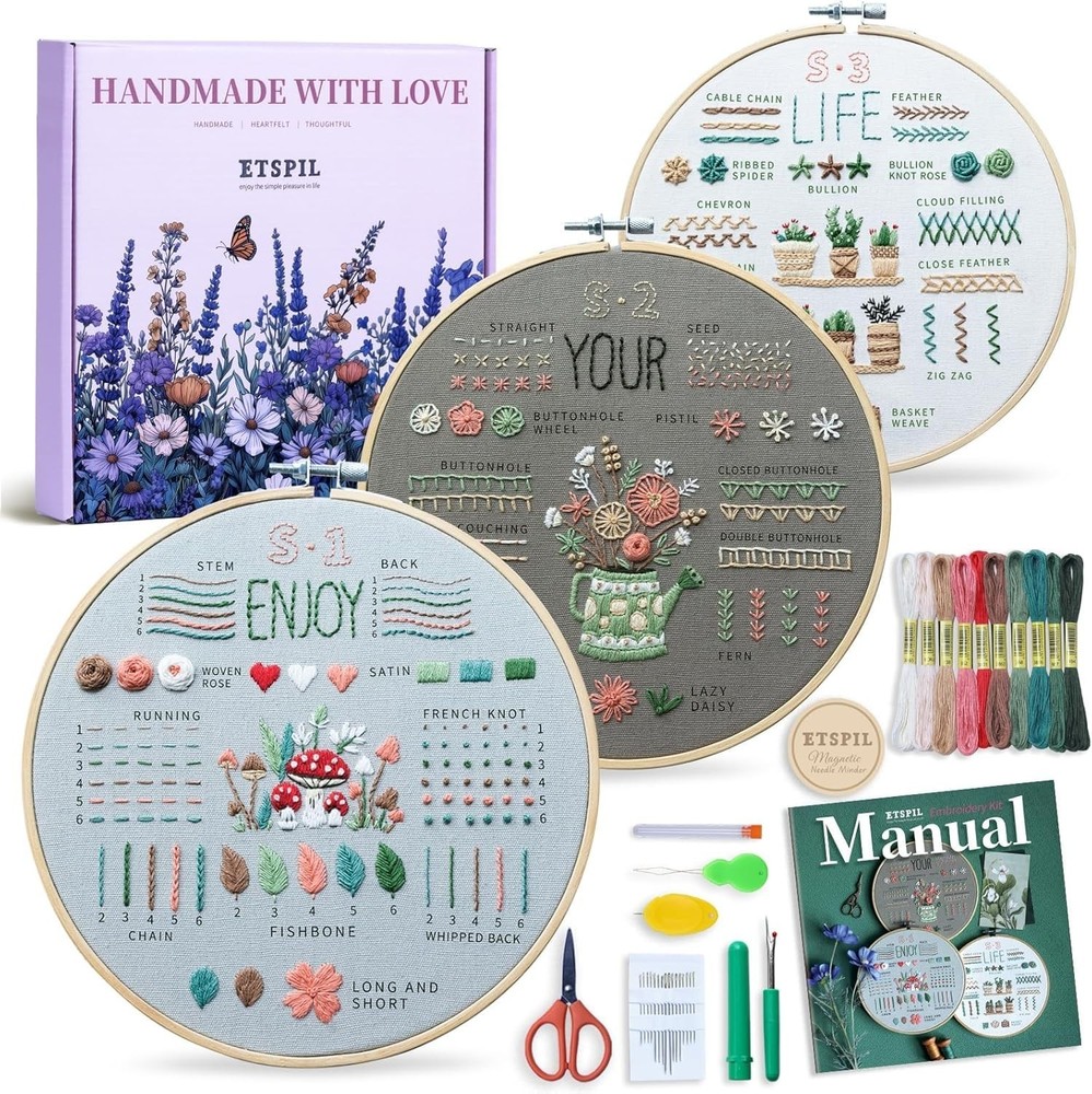 Embroidery Kit for Beginners, Easy Step-by-Step 4K Video Tutorials for Adults...