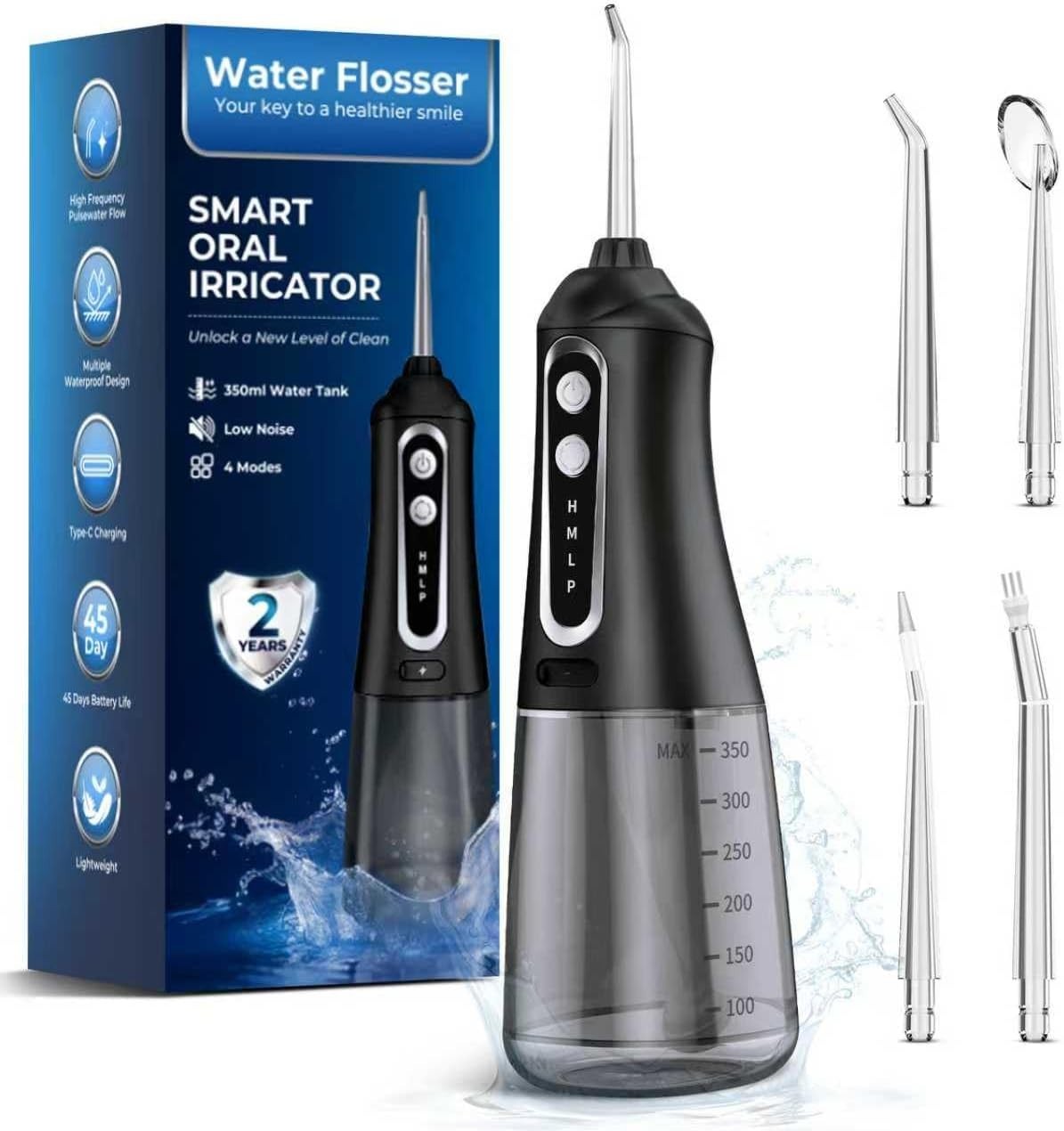 Cordless Water Flosser 350ml Dental Oral Irrigator Teeth Cleaner Floss Pick IPX7