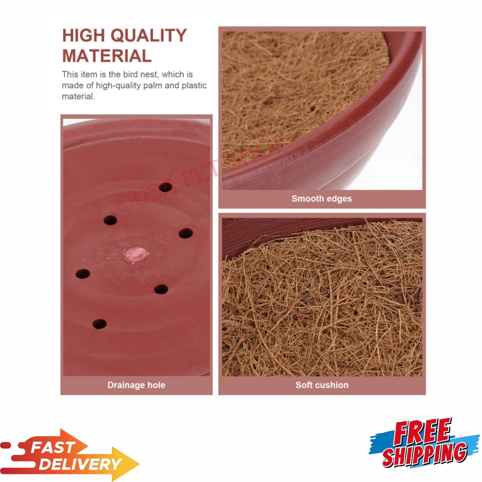 Nesting Bowls Plastic & Nest Mats Breeding Hatching Box For Pigeons Quails