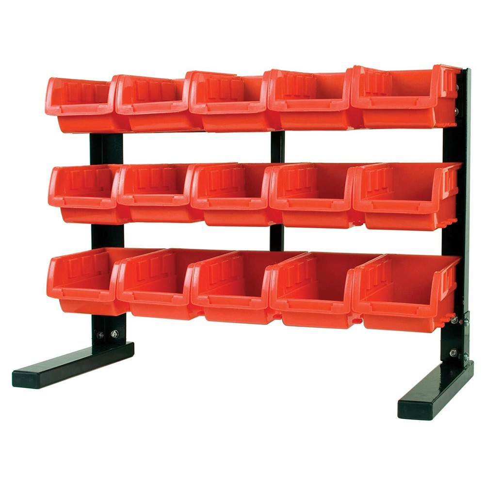 Garage Organizer Rack for Nuts Bolts Tools Bin Storage Container Work Bench Top