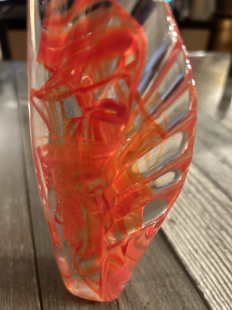 Small Unique Orange Fire Glass Ornament