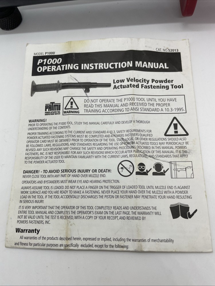 POWERS P1000 Low Velocity Powder Actuated Fastening Tool