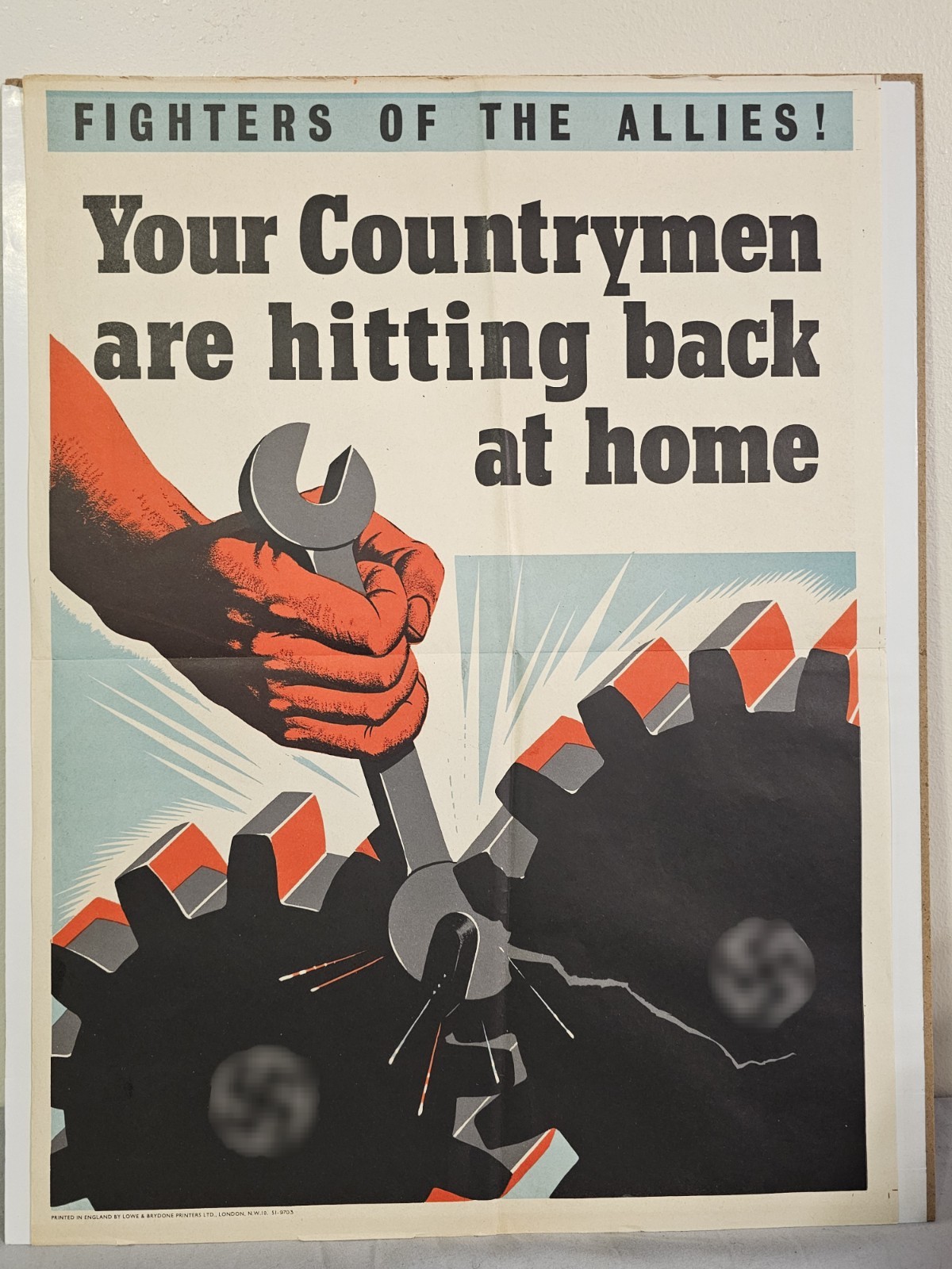 Original Vintage WWII British Propaganda Poster 15"x20” Fighters Of The Allies