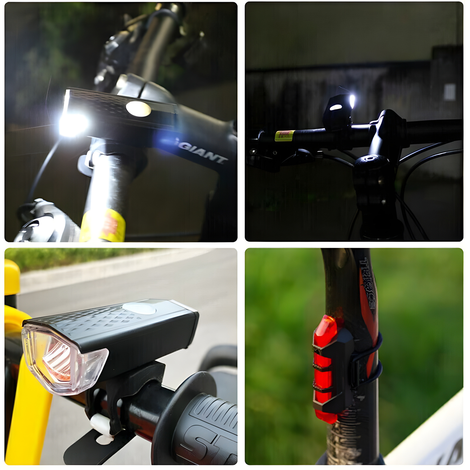 2 Sets USB Rechargeable LED Bicycle Headlight Bike Front Rear Lamp Cycling