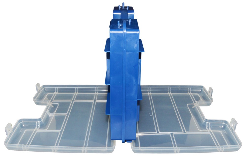 Portable Hobby Storage Box with Latching Lid & Handle, 2 Sided, 14 Compartments