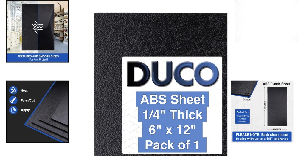 Versatile 1/4" Thick ABS Plastic Sheet - Ideal for Engineering & DIY Projects