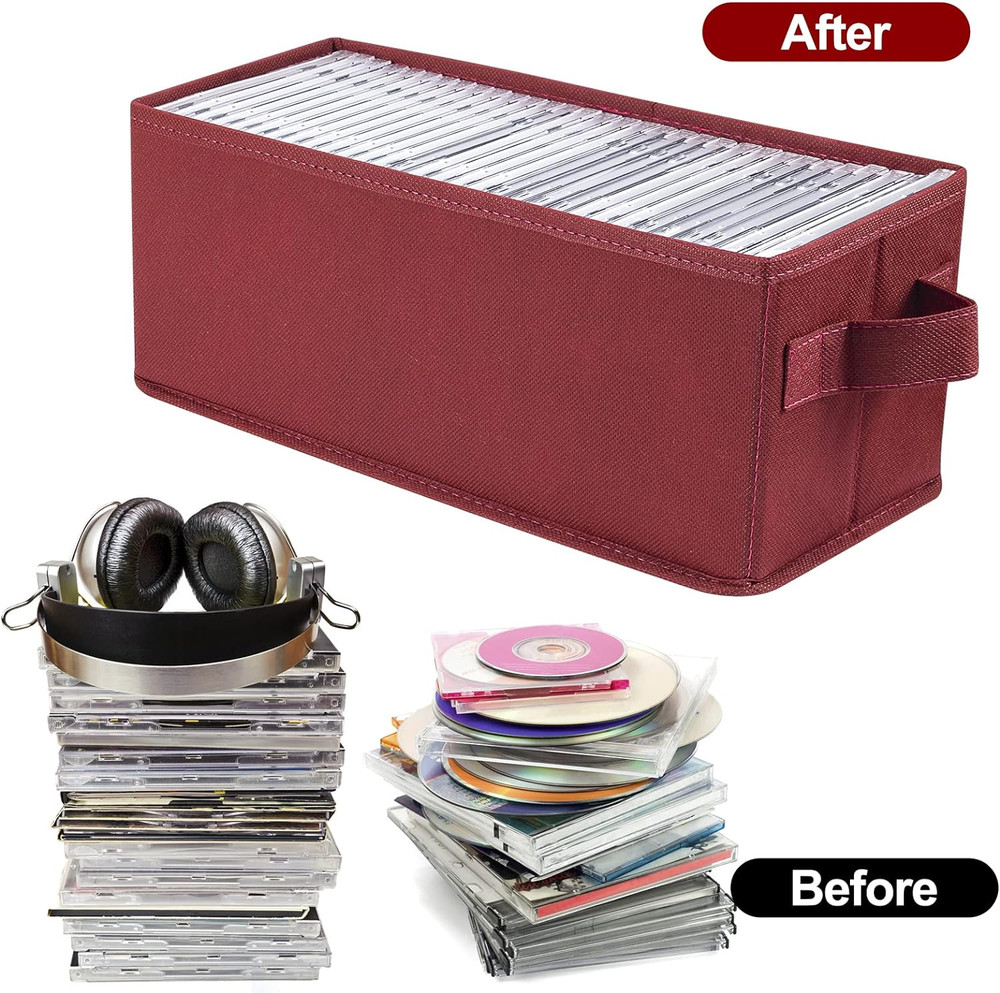 CD Storage Boxes - Pack of 2 DVD CD Case Storage Container holds 30 CDs in full