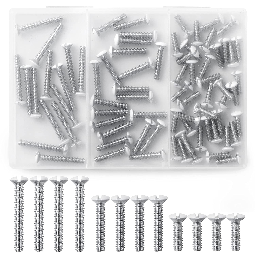 Bates Wall Plate Screws 75 Pack Assorted Size Outlet WHITE Cover Long Electrical