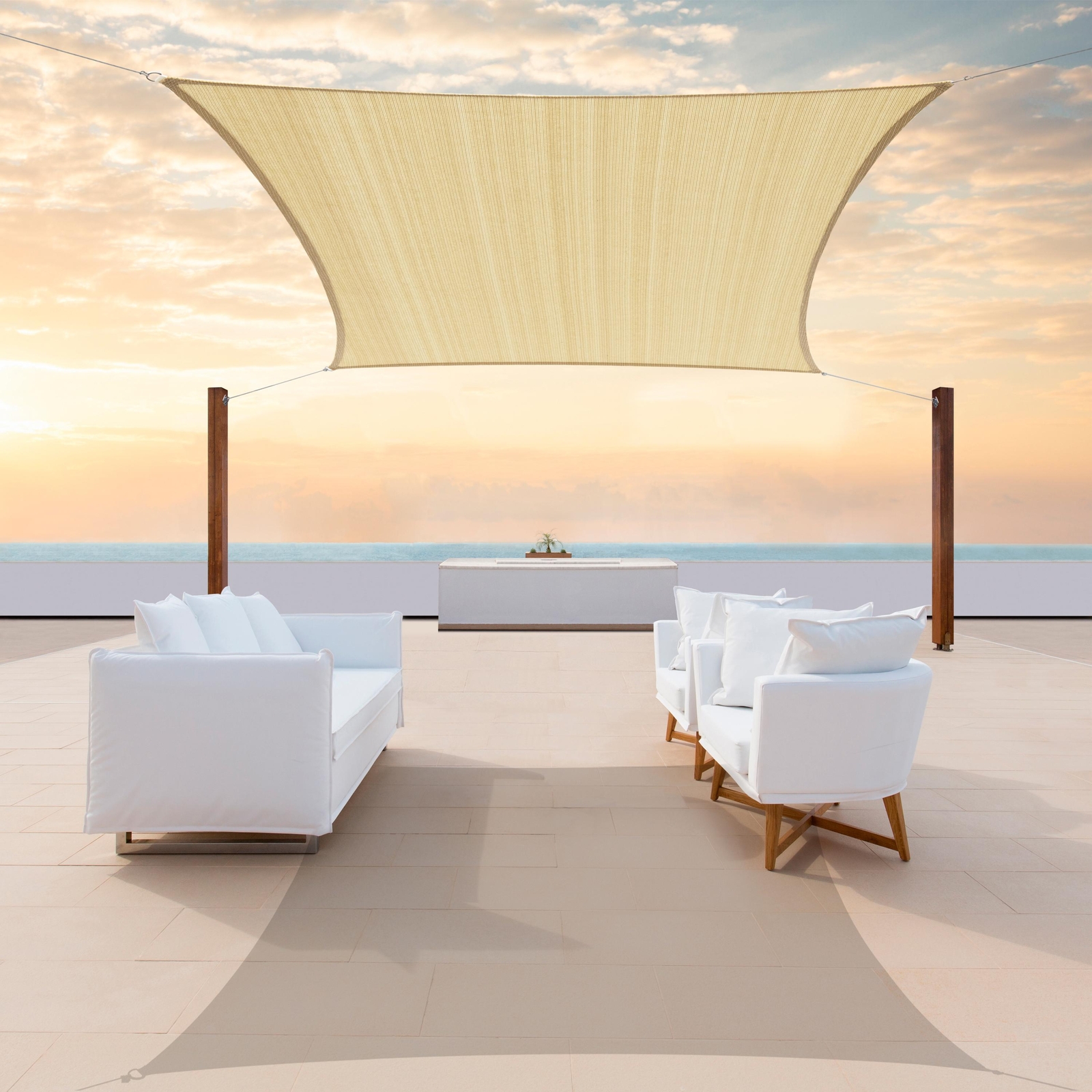 ColourTree Rectangle Sun Shade Sail with Steel Cable Ropes