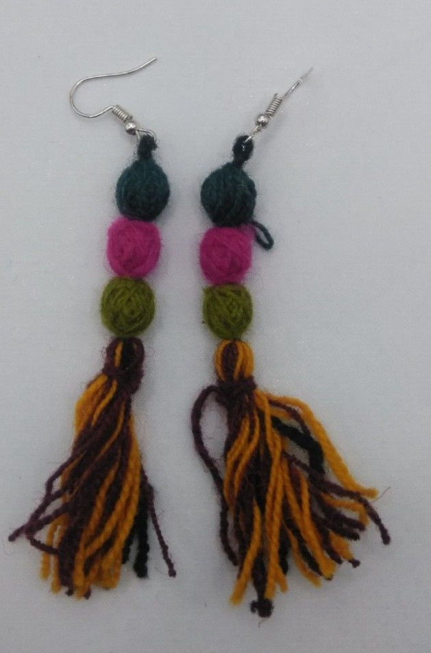 Women's Earrings Alpaca Wool Multicolor Handmade