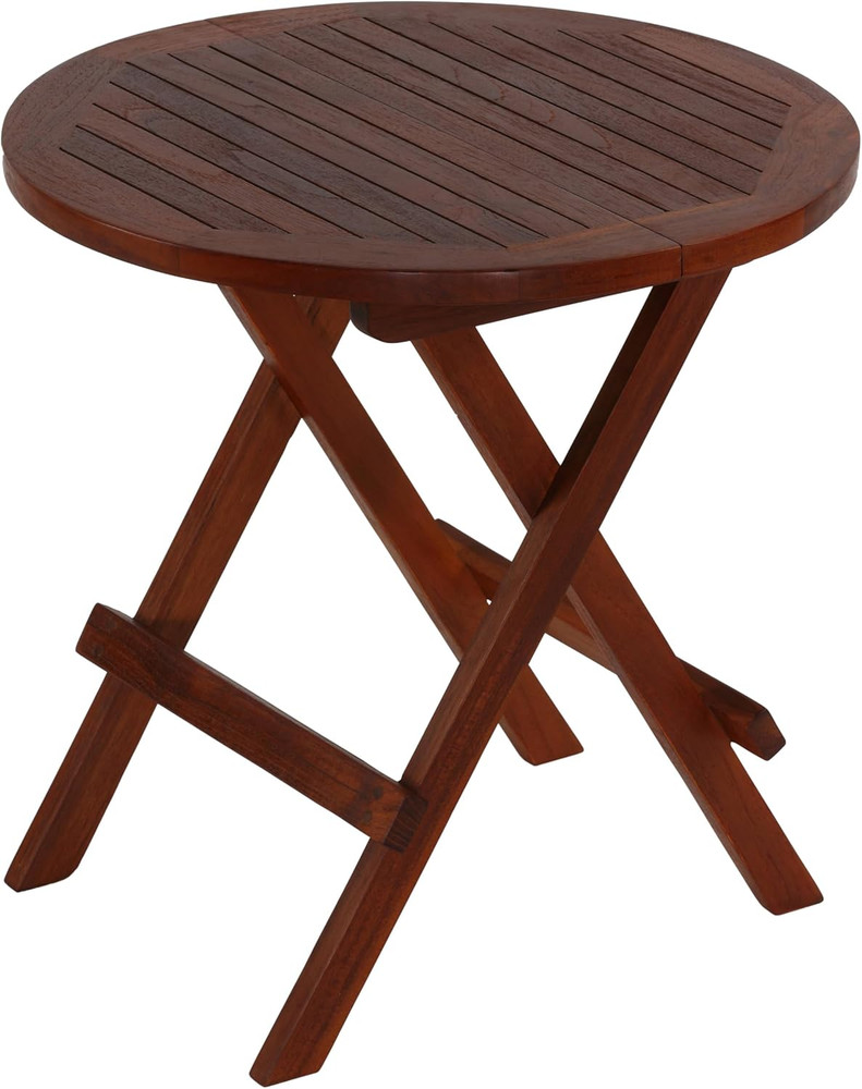 Karlyn round Folding End Table in Teak Wood, 20"