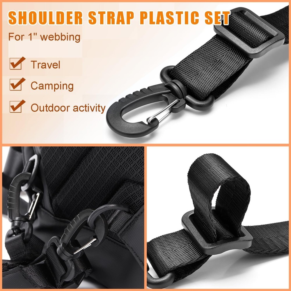 CooBigo 1" Plastic Clip Snap Hook Replacement Buckles Tri-Glide for Webbing S...