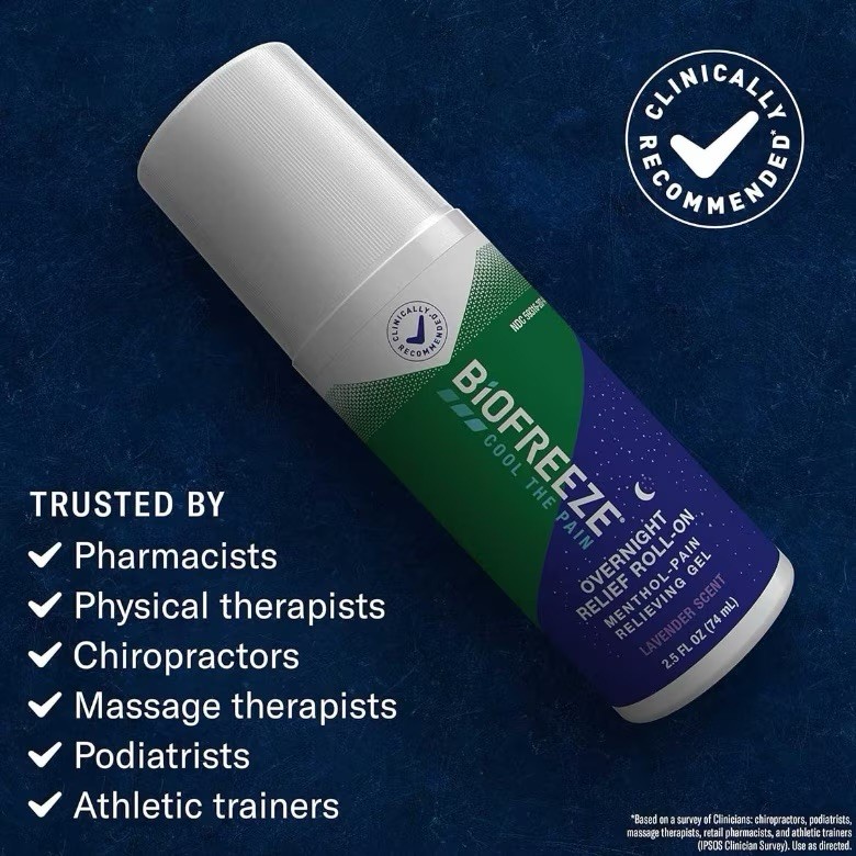 Biofreeze Overnight Relief Roll-On,Lavender Scent 2.5 Fl Oz |Pack Of 10|