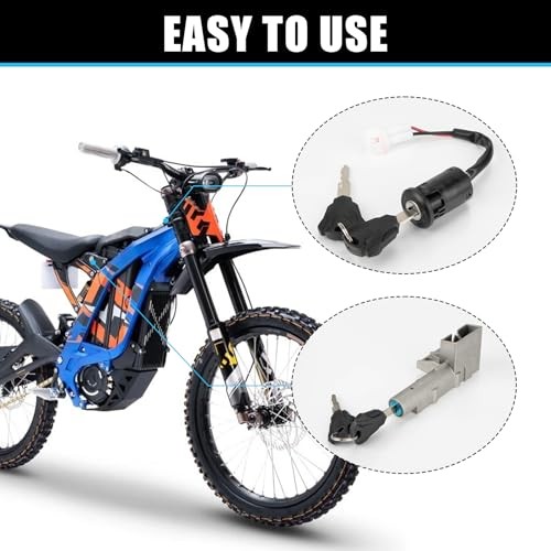 Motorcycle Ignition Key Switch Set, Ebike Ignition Switch with Key Fit for