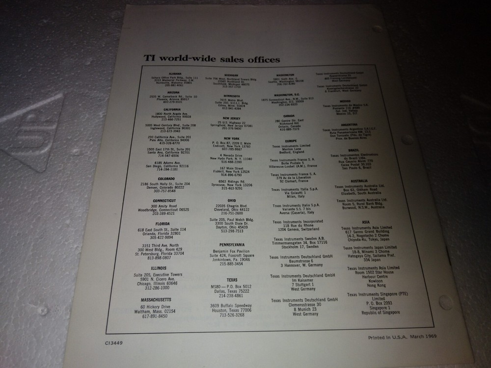 Texas Instruments Semiconductor IC & Discrete Components Descriptions 12 Pages