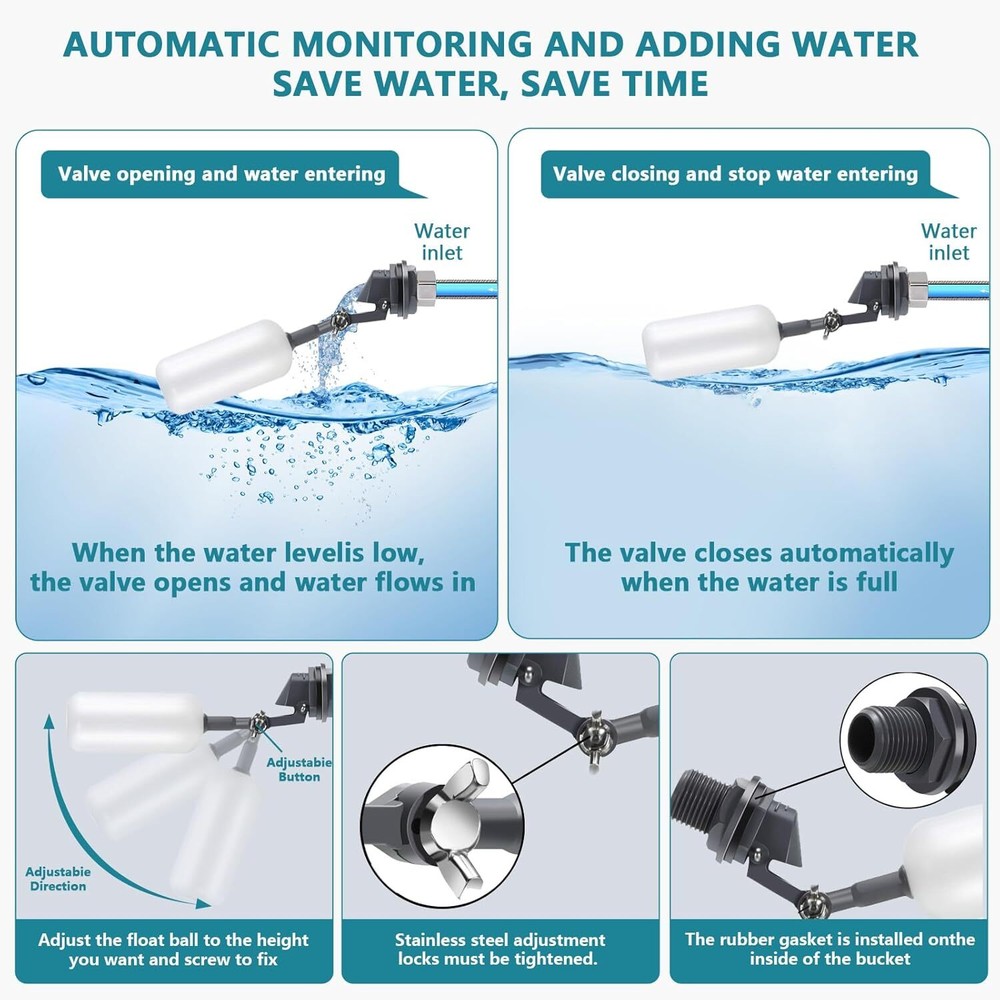 Filtered Float-Controlled Automatic Chicken Waterer for Chicken Water w60" Hose