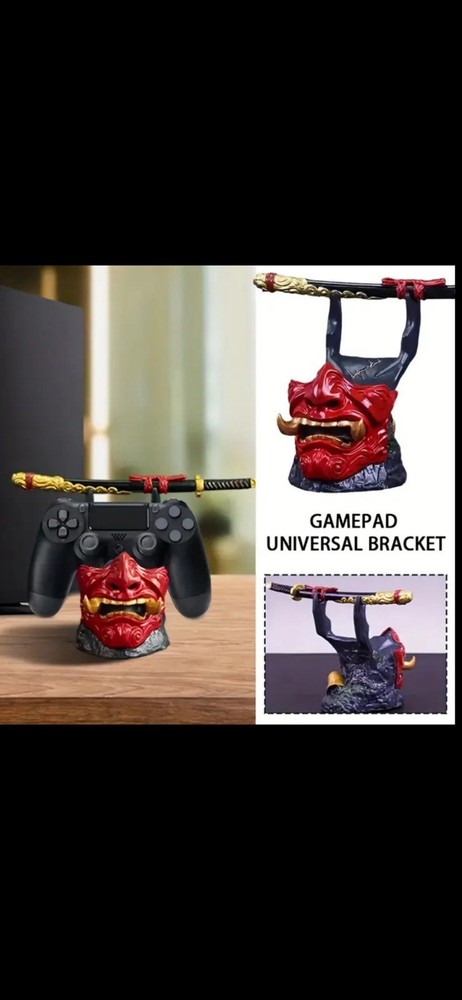 Controller Stand Samurai Demon Design Durable Resin Gaming Holder Non-Slip Base