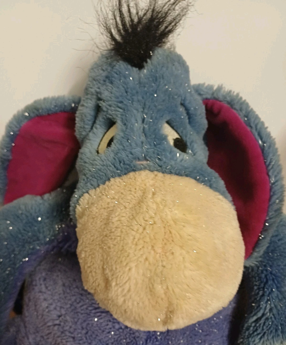 Disney Store Eeyore Sparkly Plush Backpack Adjustable Blue Straps Bag Cuddly