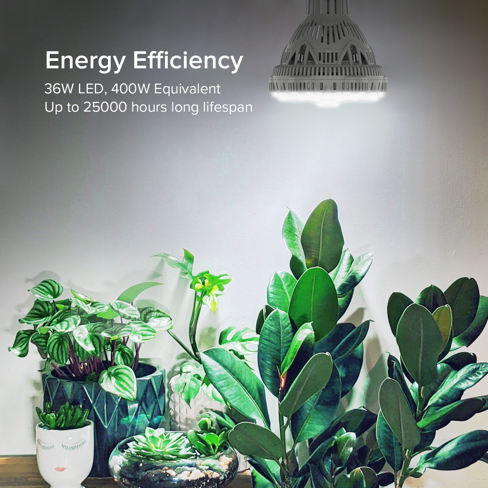 400W Equiv. LED Grow Light Bulb Sunlike Full Spectrum 36W Indoor Veg Bloom E26