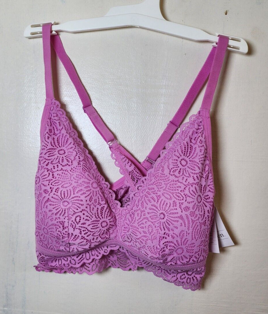 New Auden Women's Purple Lightly Line Bralette Adjustable Straps Pullover Size L