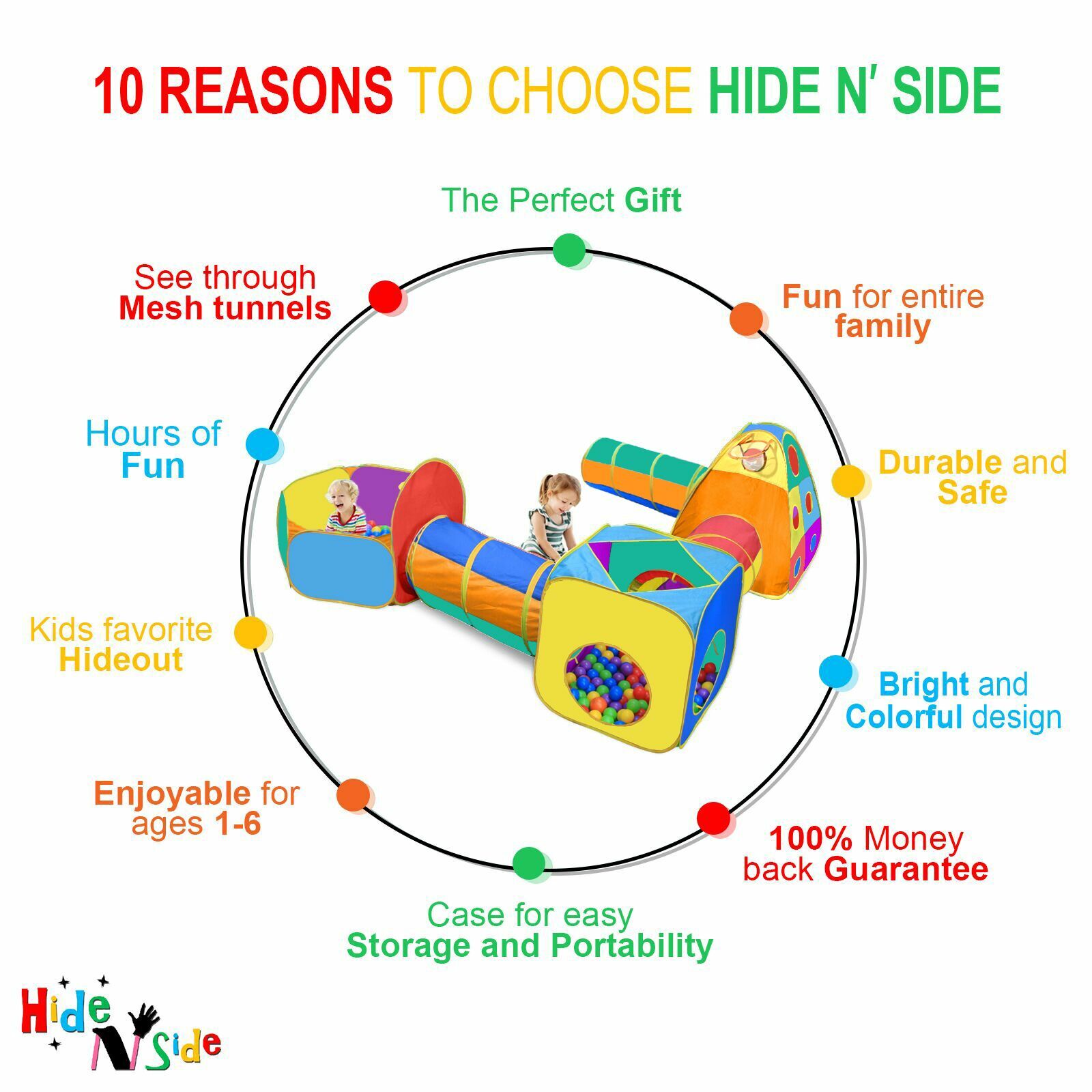 Gift for Toddler Boys & Girls, Ball Pit Play Tent & Tunnels for Kids FREE Ship!!