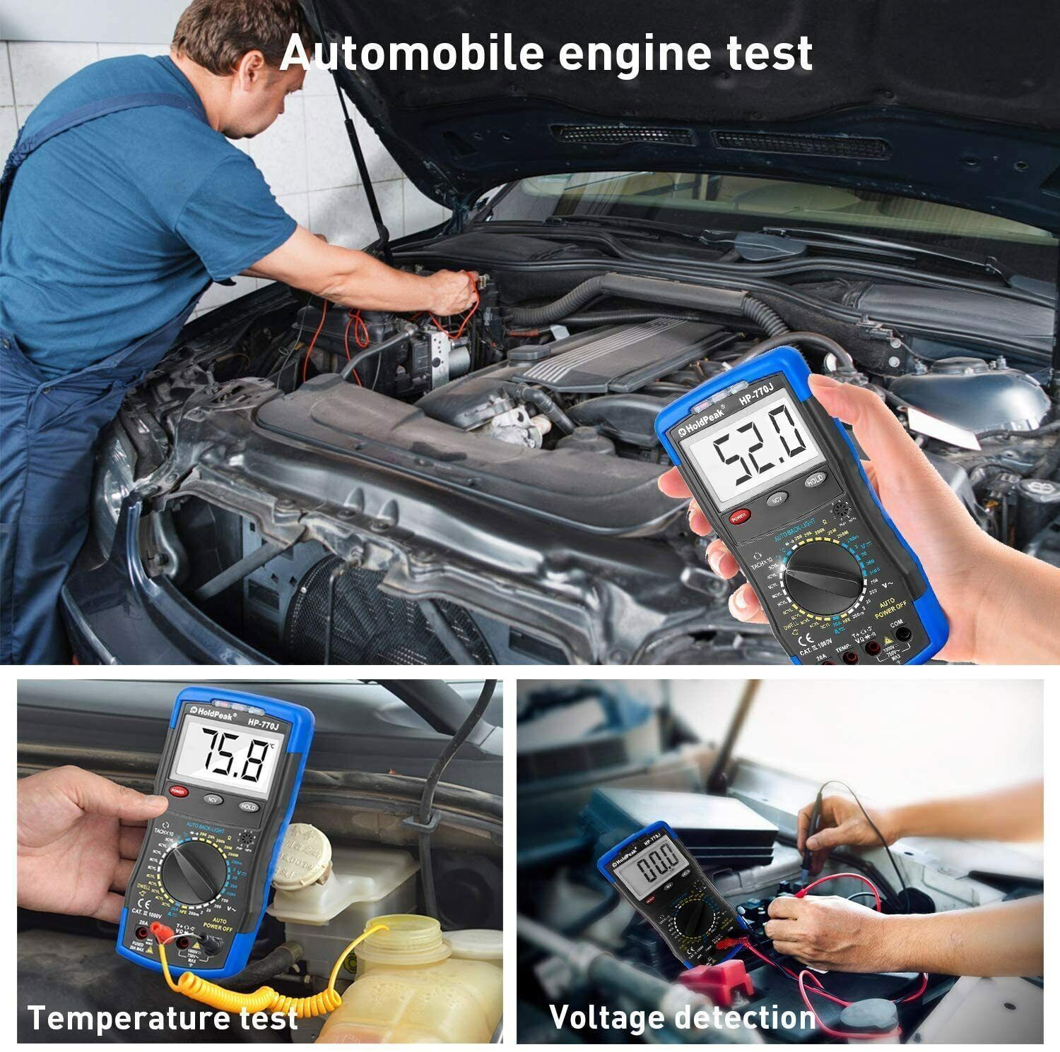 Automotive Multimeter Engine Analyzer Tacho Dwell Meter 50~10000 RPM 4/5/6/8CYL