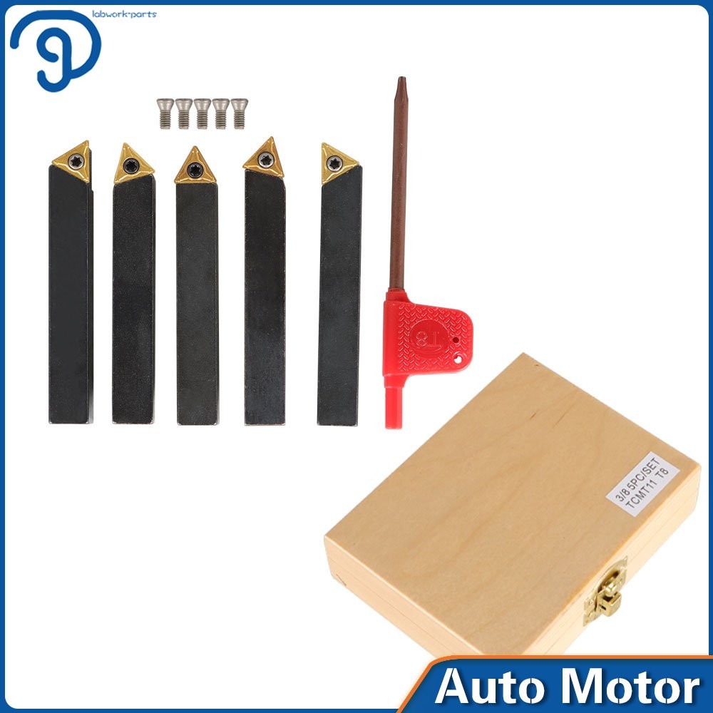 Indexable Carbide Insert Turning Tooling Bit Holder 5Pcs 3/8" Set For Lathe US