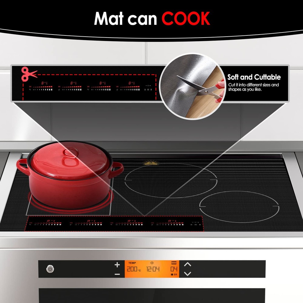 Large Induction Cooktop Protector Mat 21.2x35.4 inch, Translucent Black