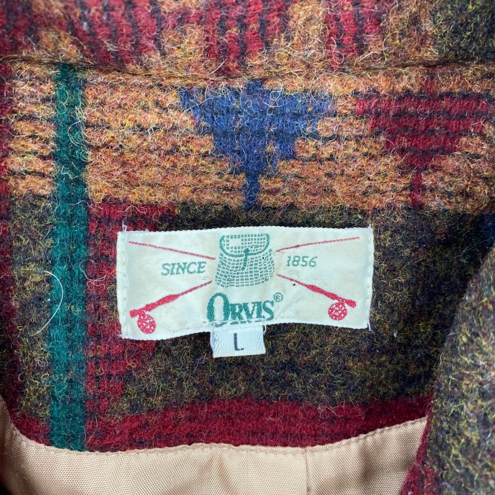 Orvis Womens Large Geometric Pattern Wool Blend Button Front Jacket