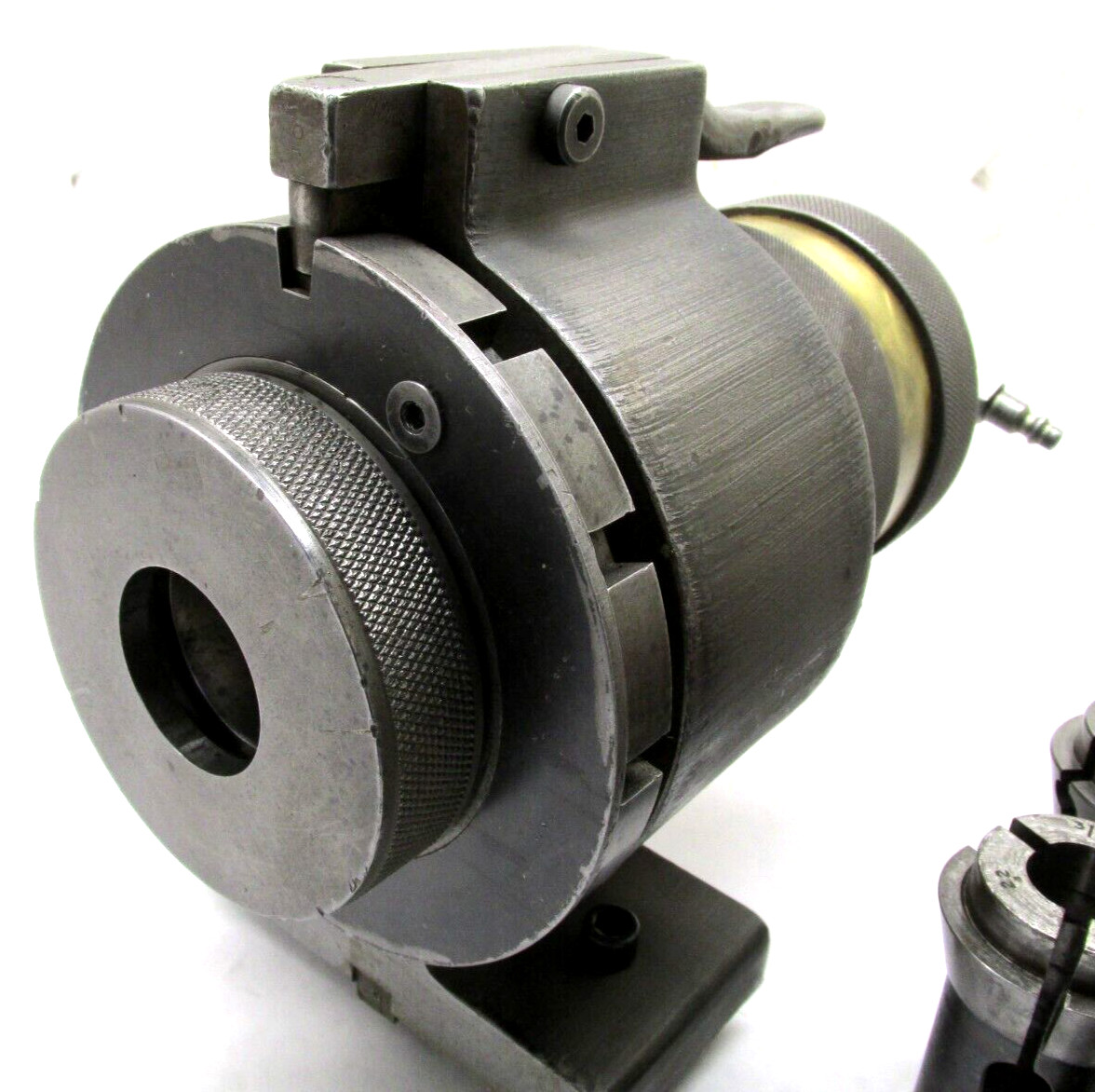 BROWN & SHARPE #22 COLLET PNEUMATIC CLOSER INDEXING FIXTURE w/ 10 COLLETS