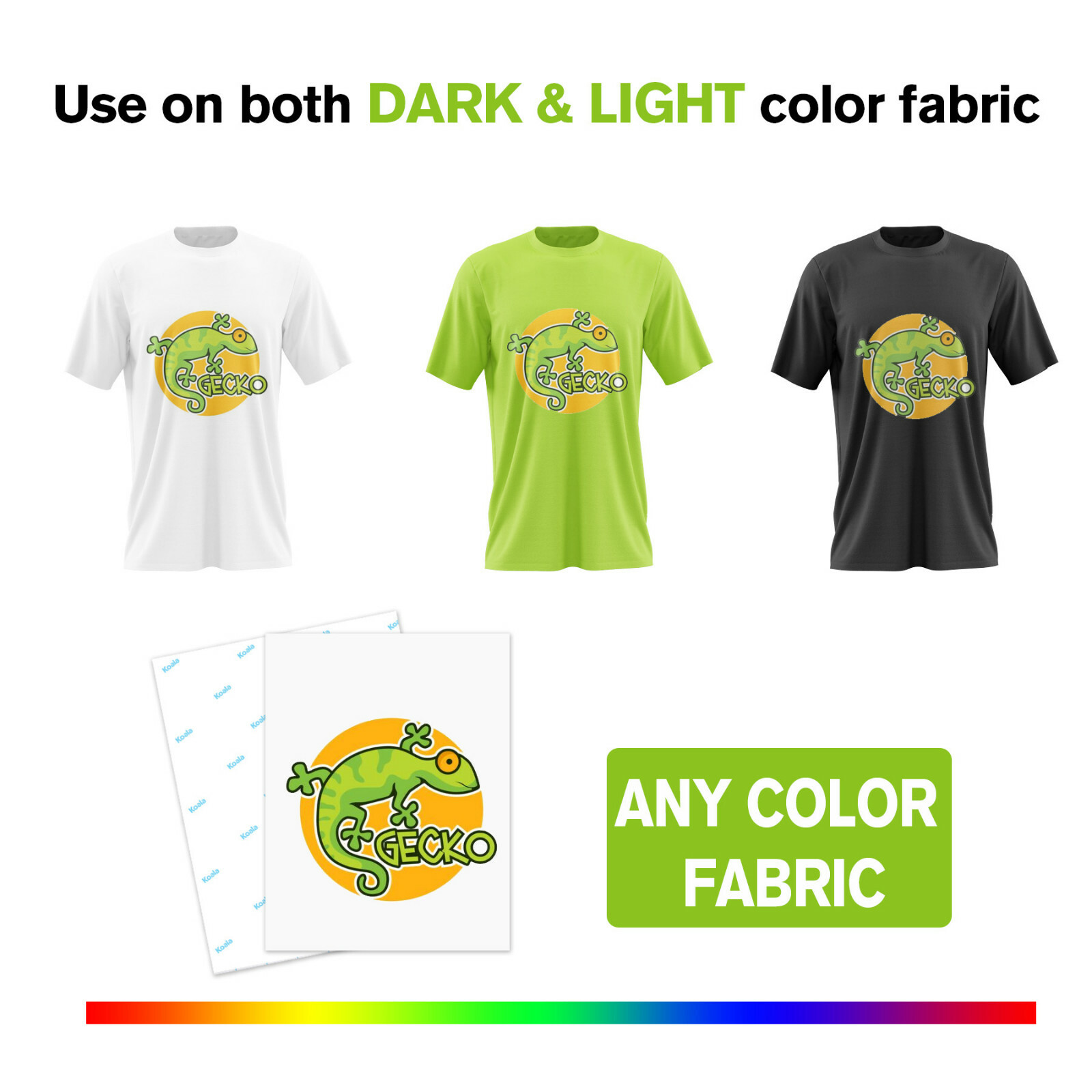 Bulk 100 Sheet Dark Heat Transfer Paper for Inkjet + Laser + Cricut 8.5x11 Koala