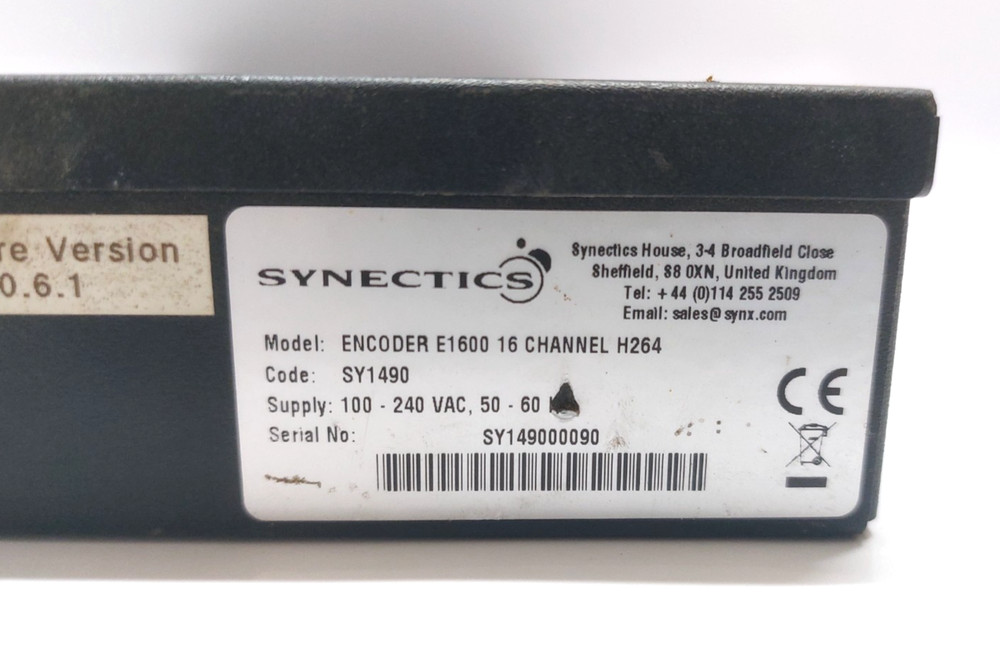 SYNECTICS E1600 VIDEO AUDIO 16 CHANNEL H264 NETWORK BASED ENCODER E 1600