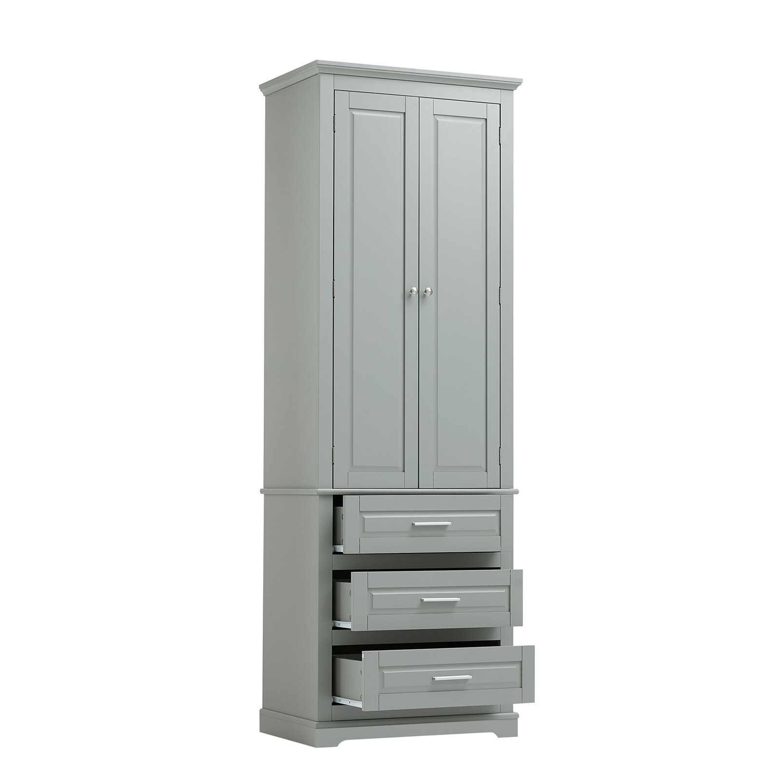 Tall Bathroom Storage Cabinet Floor Cabinet with Drawers and Adjustable Shelves