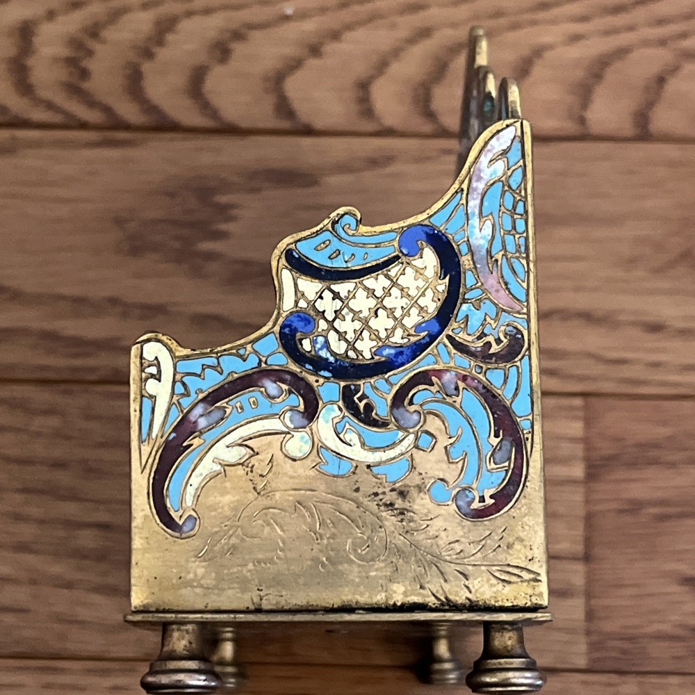 French Champleve Enamel Bronze Three Piece set