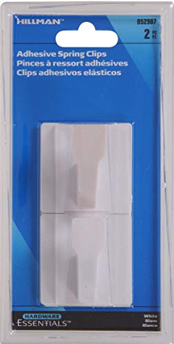 Hardware Essentials 852987 Spring Clip Hook White Adhesive Backed 2-Pack