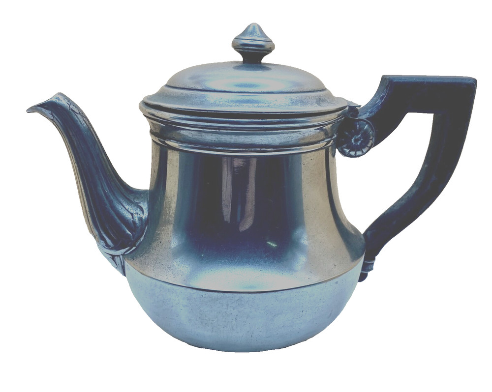 VTG CHRISTOFLE SILVER PLATED COFFEE POT w/EBONY WOOD HANDLE, MARKED c1938 g.