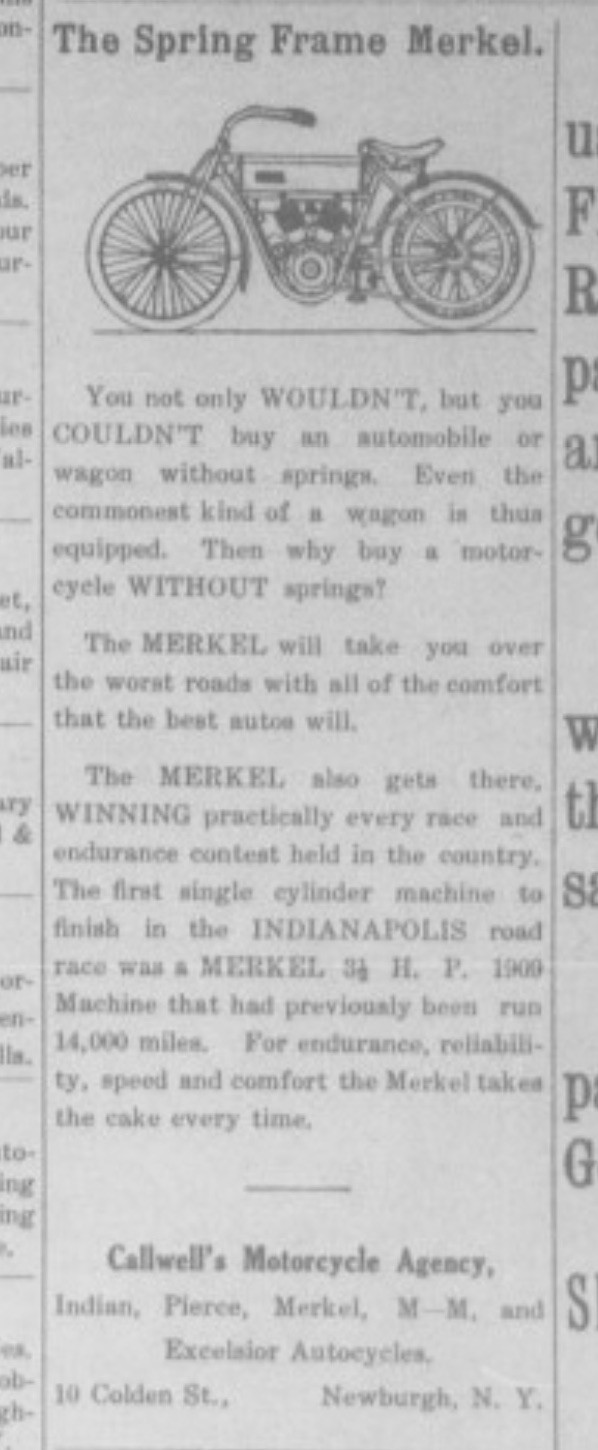 Original 1910 Callwell Motorcycle Trade Card Newburgh NY Indian Merkel Excelsior