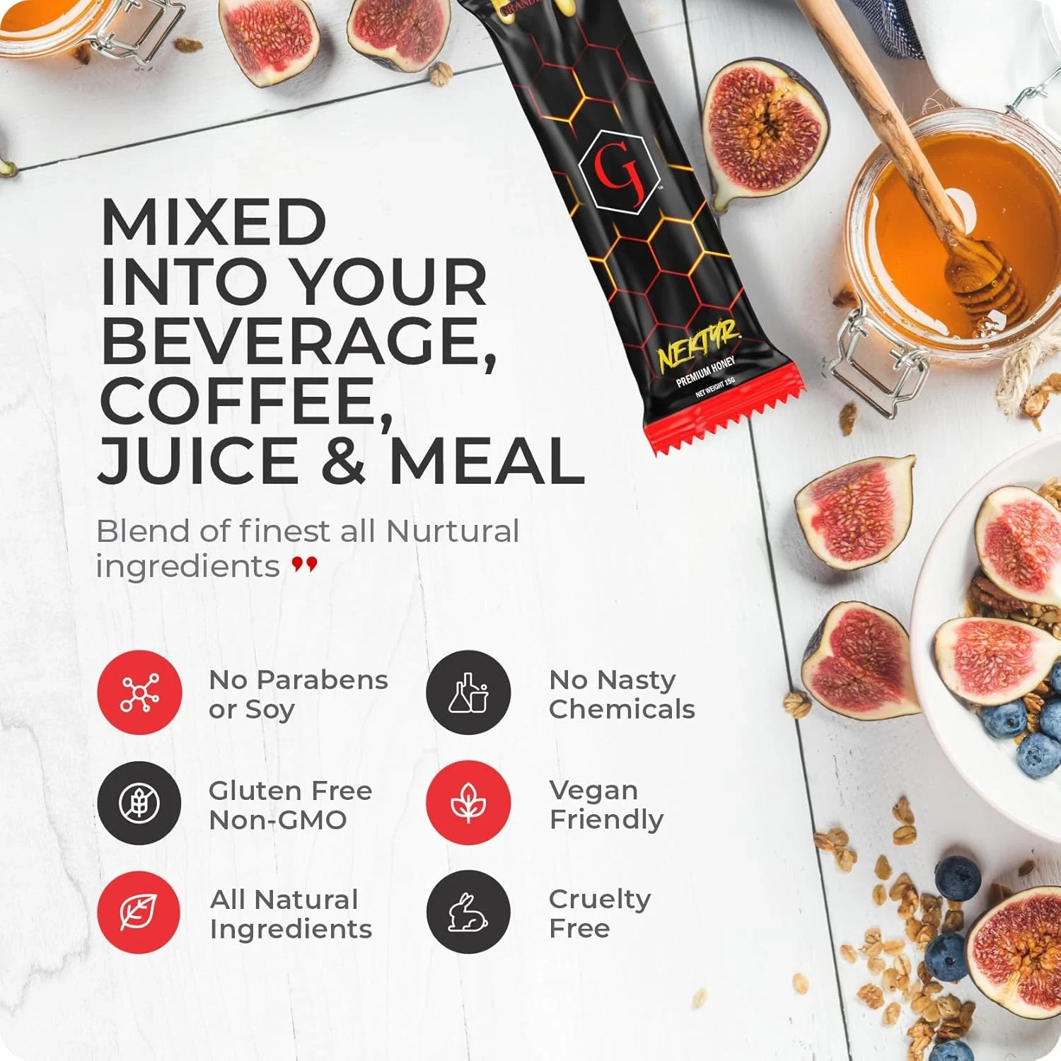 - Nektyr - Organic Premium Natural Pure Honey with Jelly Bee Pollen - Pack of 3