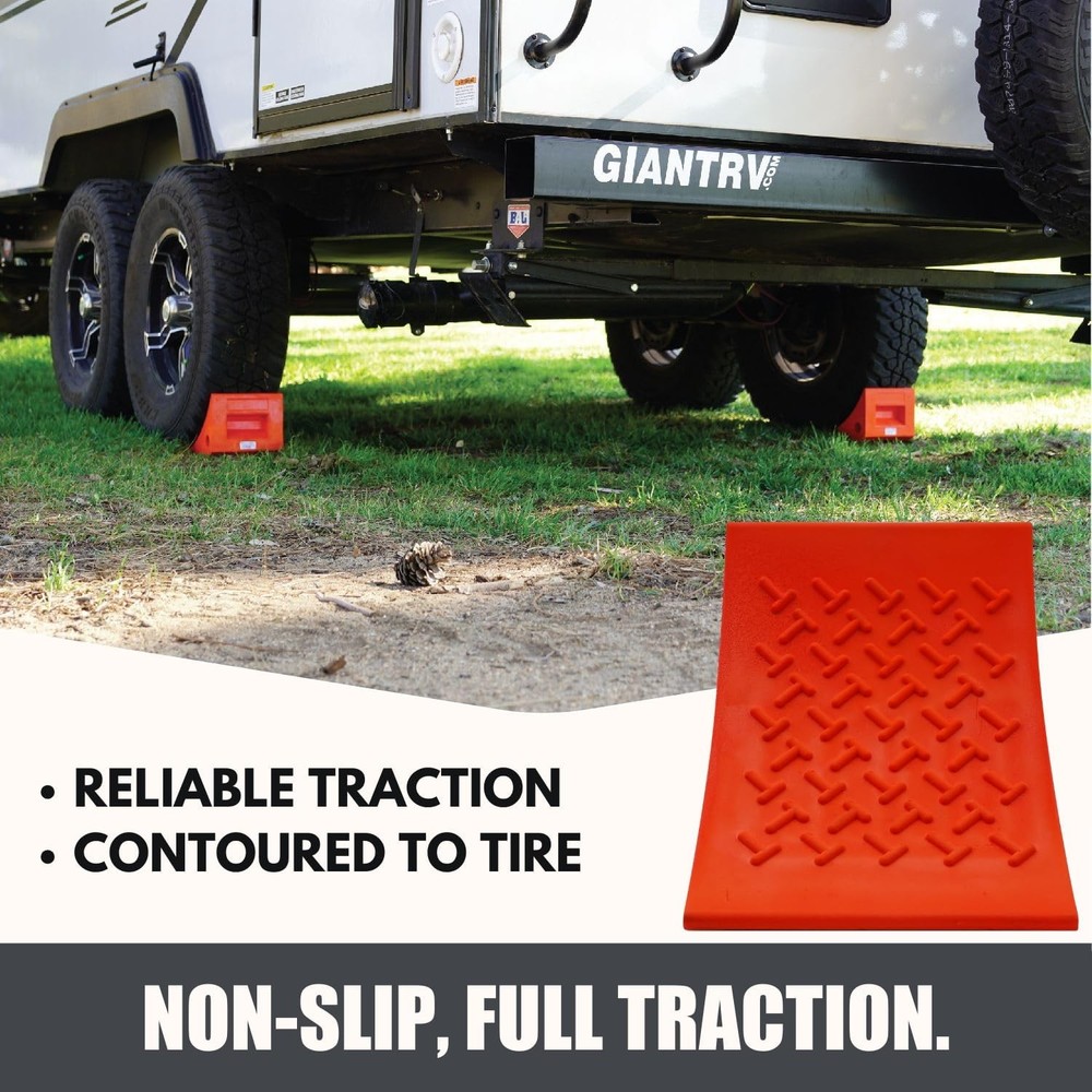 SECURITYMAN Heavy Duty Wheel Chocks (2 Pack) - Durable, 2 Pack, Orange