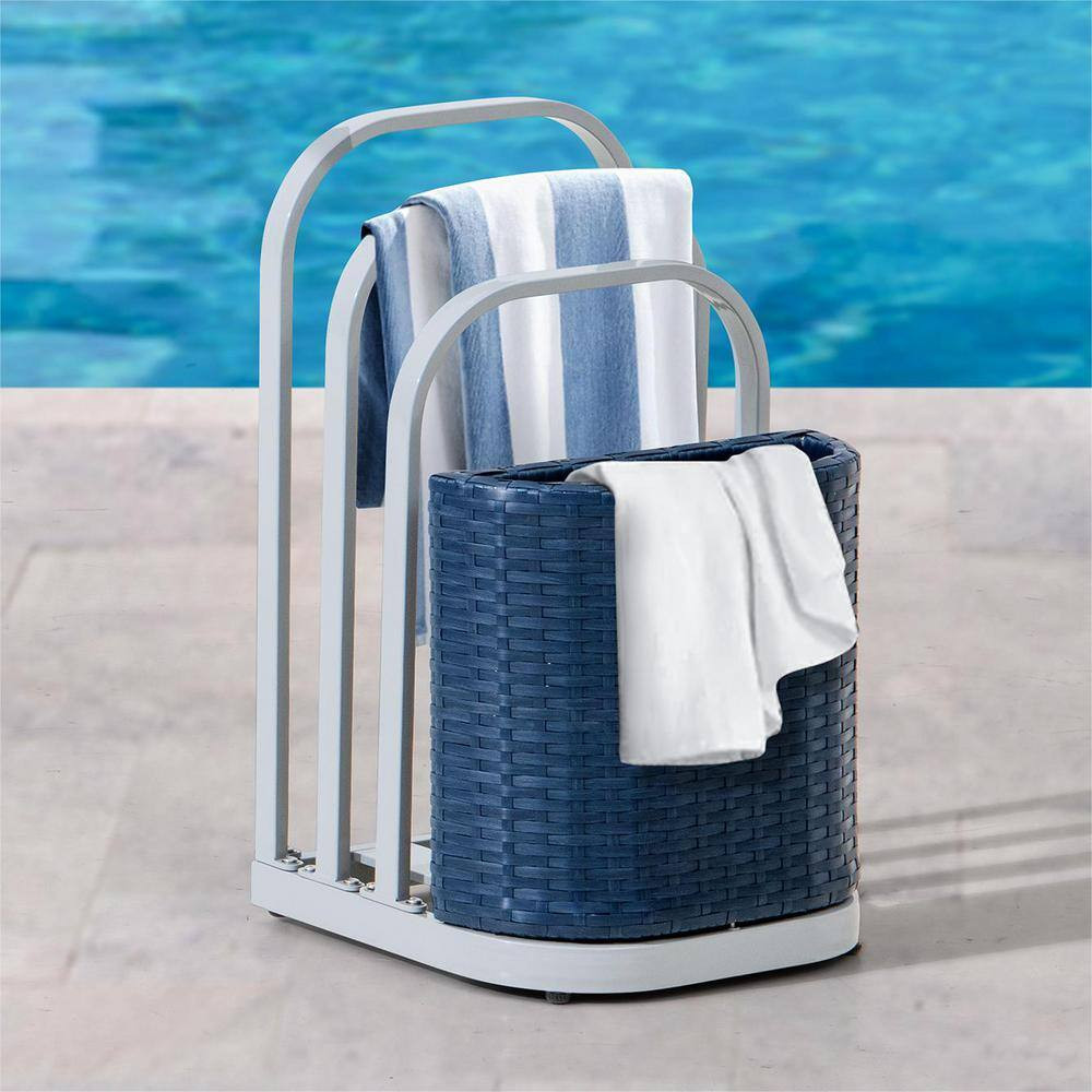 16 In. Rust-Proof Aluminum Pool Float Storage Rack, Wicker Poolside Floating Sto