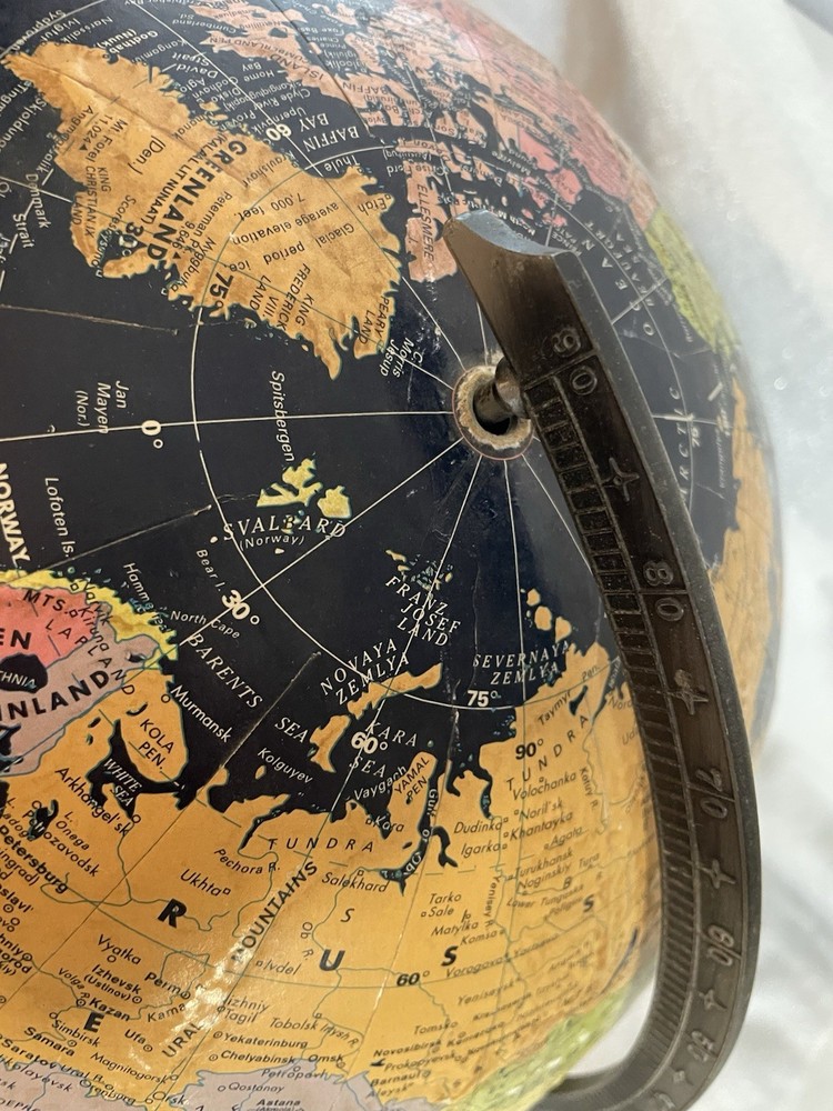 Replogle Globemaster 12” Diameter World Globe Embossed Metal Base Dark Blue