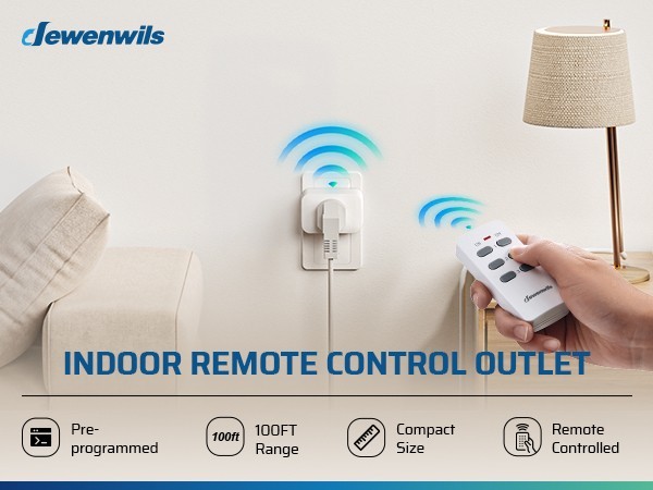 Wireless Remote Control Outlet, Light Switch, 100FT Range,1 Remote and 3 Outlets