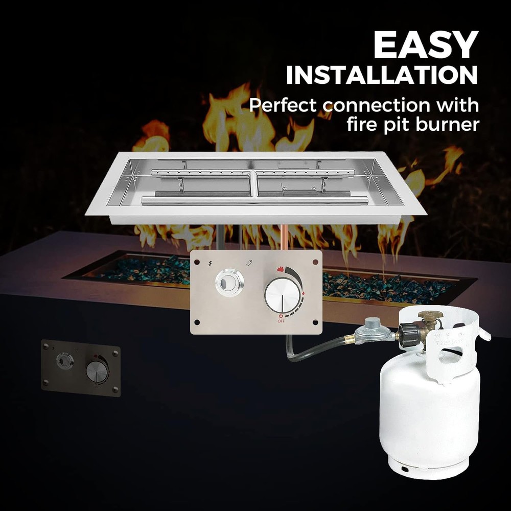 Fire Pit Gas Burner Spark Ignition Kit Flat Panel Brazier Valve Control System
