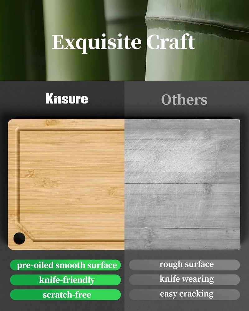 Natural Solid Wood Cutting Board Double Sided Kitchen Chopping Board for Meat