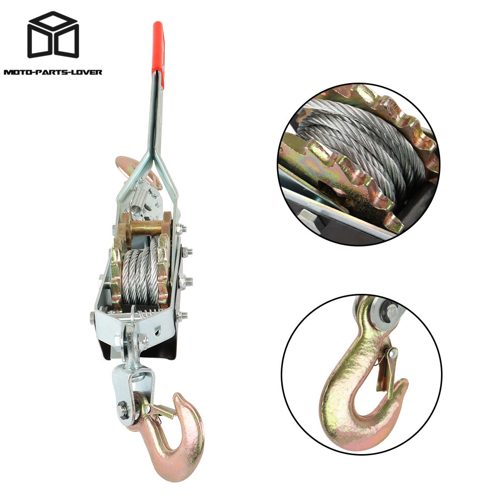 Come Along 2 Ton Winch Ratchet Dual Gear Power Puller w/2 Hooks Steel Cable